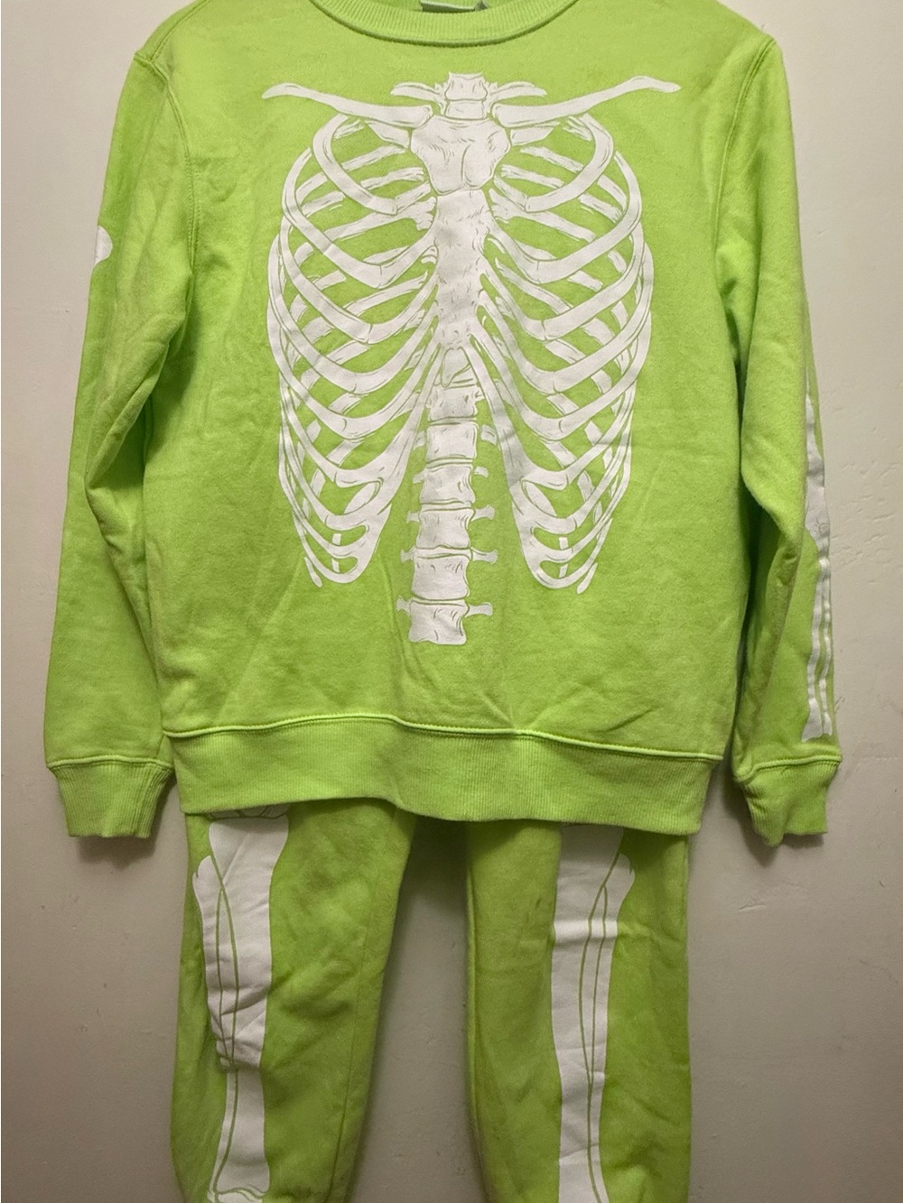 Mighty Fine Neon Lime Skeleton Sweat Outfit